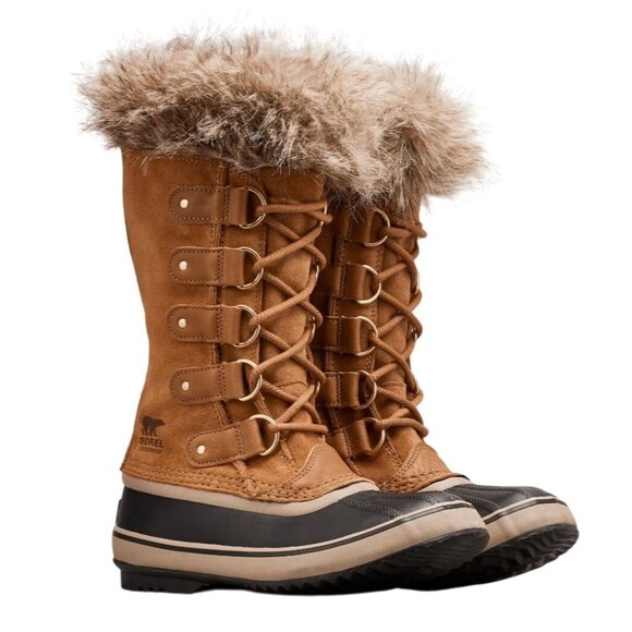 Sorel Joan Of Arctic Womens Waterproof Suede Boots Camel Black 8.5 NWT MSRP 240 - Picture 1 of 8